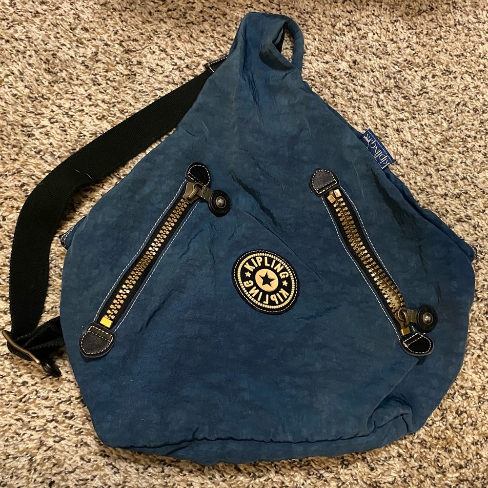 Blue KIPLING Shadow Sling One Shoulder Triangular Bag Crossbody Backpack